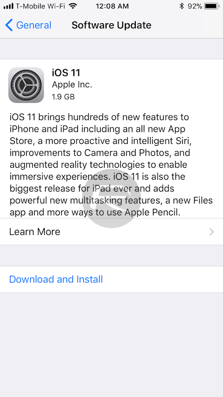 ipad ios 11 update download